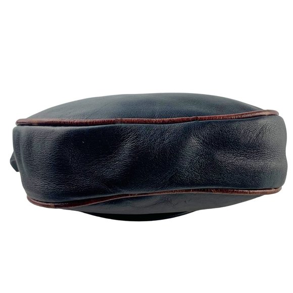 Vintage Les Copains Black and Brown‎ Embossed Leather Small Crossbody Bag - Picture 6 of 7